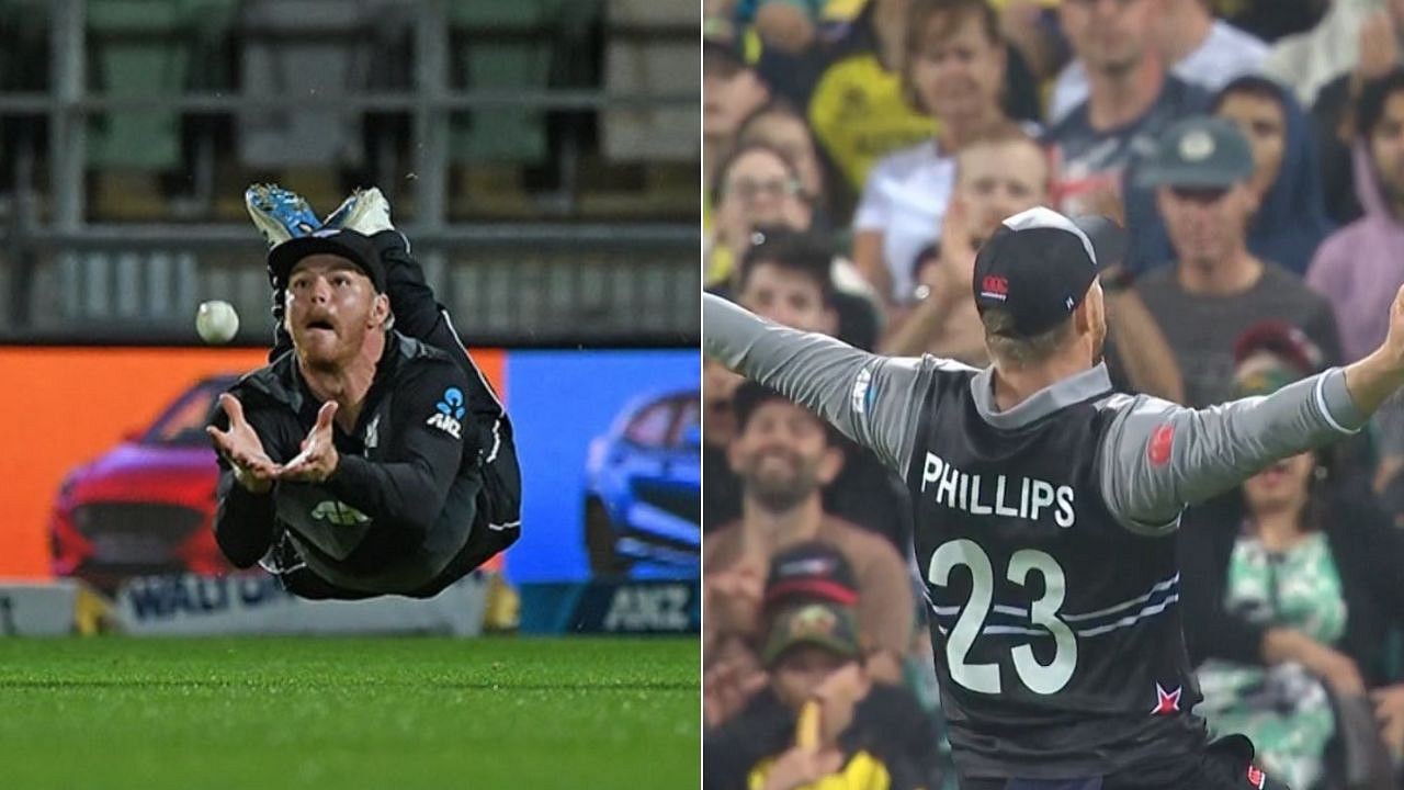 Glenn Phillips Catch Today New Zealand Fielder Grabs Superman Catch To