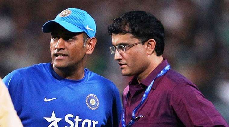 MS Dhoni, captain, of India chats with Sourav Ganguly during the 3rd Paytm Freedom Trophy Series T20 International match between India and South Africa held at Eden Gardens Stadium in Kolkata, India on the 8th October 2015 Photo by Ron Gaunt/ BCCI/ Sportzpics