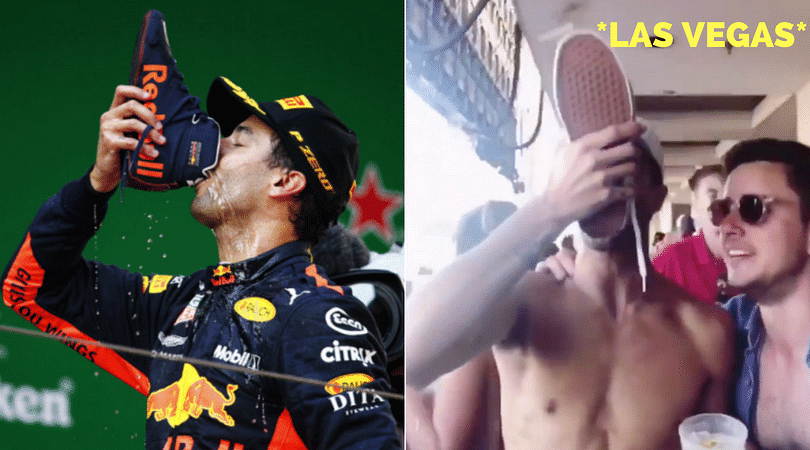 Watch Crazy Daniel Ricciardo Takes The Shoey To Las Vegas The Sportsrush 