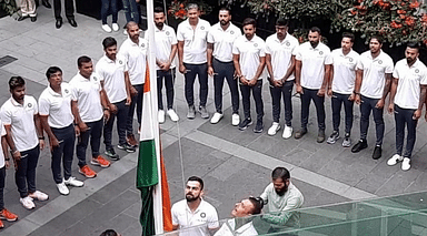 Indian team celebrating Independence Day in England