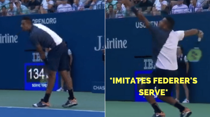 Kyrgios imitates Federer's serve during US Open third ...