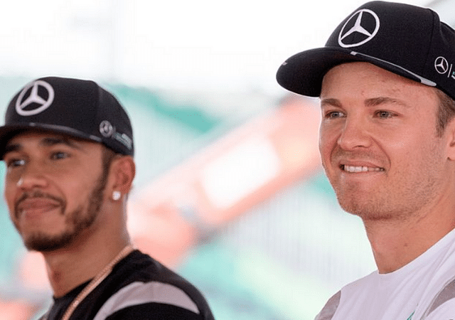 Vettel mimics the Rosberg-Hamilton hat incident