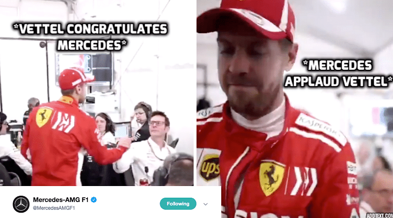 WATCH: Vettel goes into the Mercedes garage to congratulate the team ...