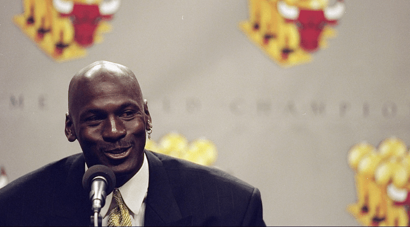 Michael Jordan's press conference after announcing 2nd retirement