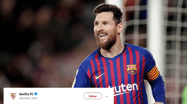 Sevilla tweet about Lionel Messi