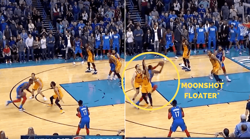 WATCH: Paul George dishes out insane moonshot floater to win it for OKC in double OT