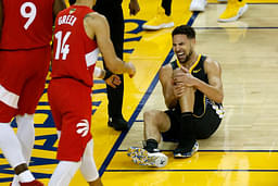 Klay Thompson injury: Klay forced out with a knee injury, returns to court to take free throws