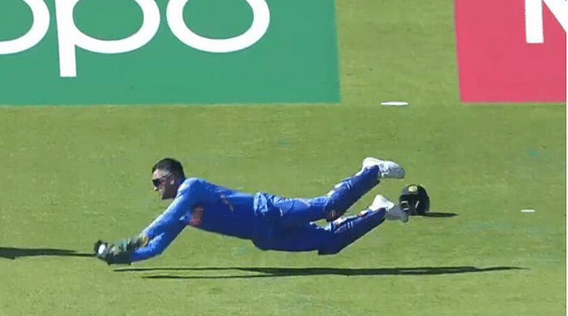 Watch MS Dhoni take a brilliant catch to dismiss Carlos Brathwaite against West Indies