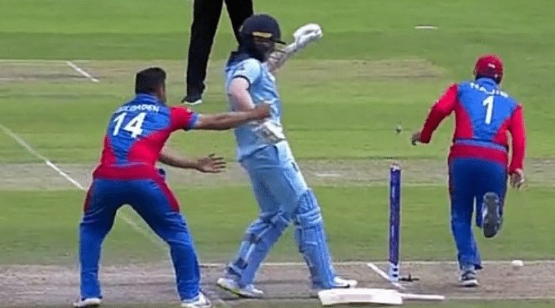 WATCH: Gulbadin Naib stops Eoin Morgan from reaching the crease during England vs Afghanistan World Cup match