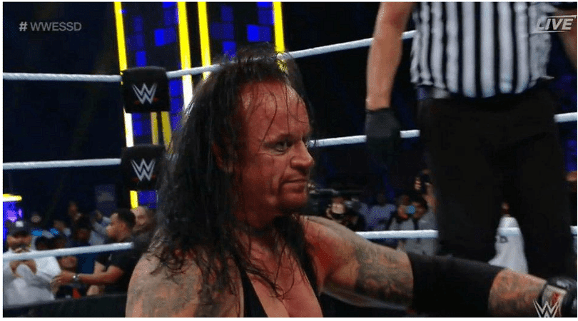 The Undertaker: The Phenom acknowledges fan reaction after his match with Goldberg.