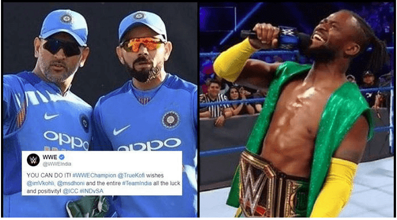 WWE Champion kofi kingston wishes the Indian cricket team for ICC world cup 2019 on social media.