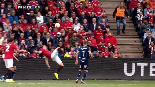 Phil Jones somehow handles the ball while attempting overhead kick