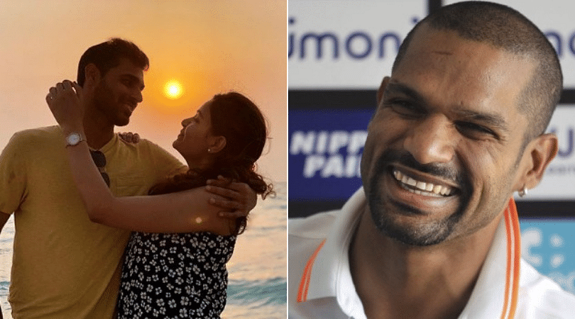 Shikhar Dhawan Posts Hilarious Comment On Bhuvneshwar Kumar S Instagram Post With Wife The Sportsrush