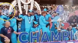 WATCH: Adil Rashid and Moeen Ali run away as England players start spraying champagne bottles post their maiden World Cup win