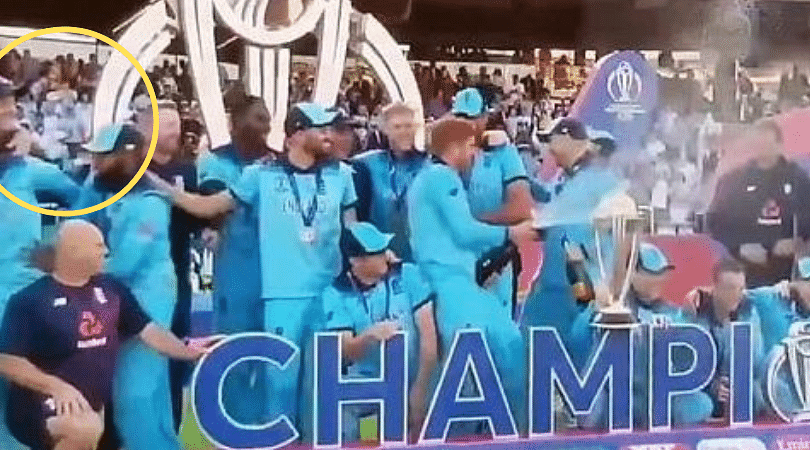 WATCH: Adil Rashid and Moeen Ali run away as England players start spraying champagne bottles post their maiden World Cup win