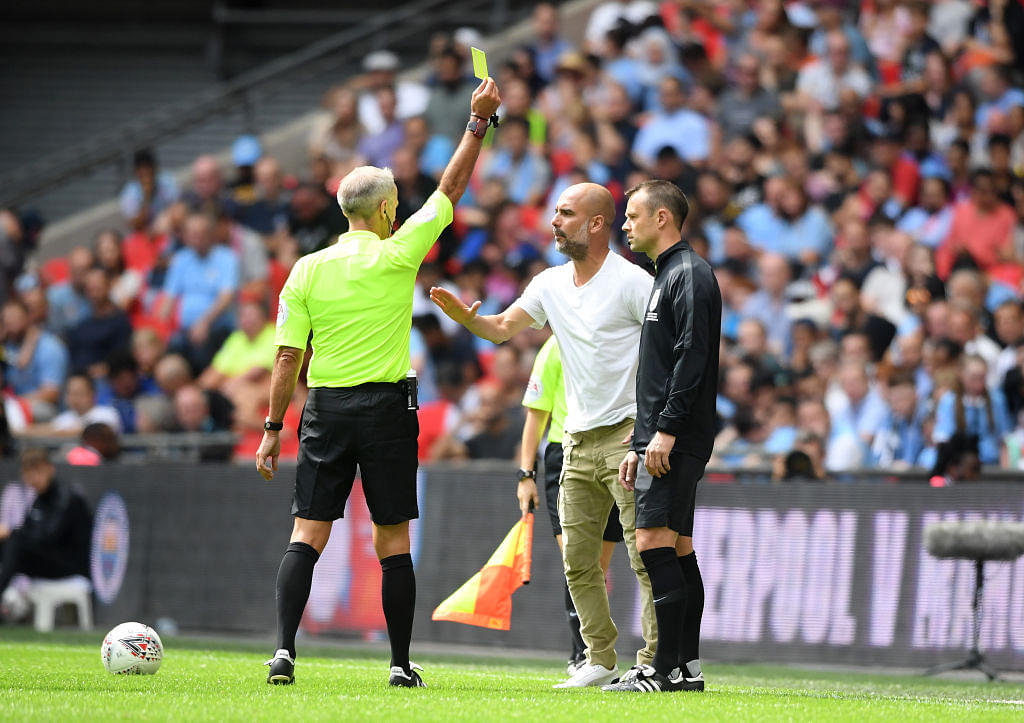 Pep Guardiola Yellow Card: Man City boss becomes the first manager to receive a yellow card