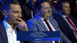 Slavia Prague delegates comical reaction to drawing the Champions League group of death leaves everyone in splits