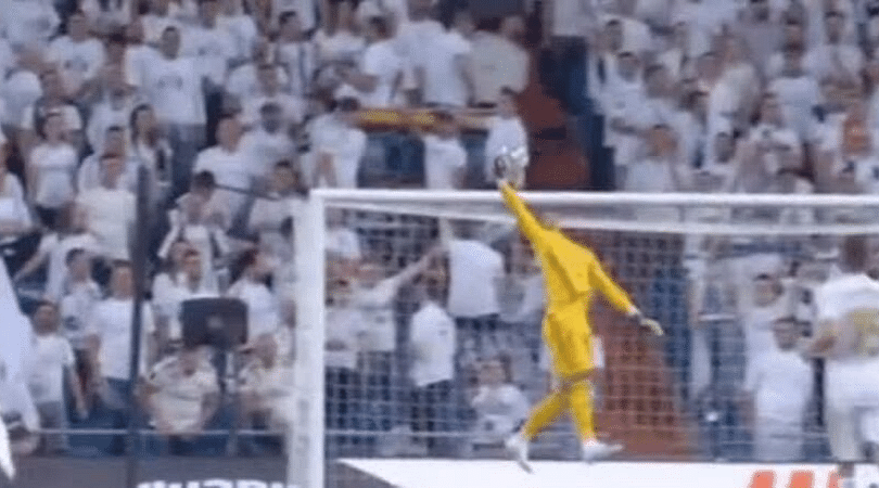 Alphonse Areola makes a one-handed catch in the Real Madrid vs Osasuna match last night