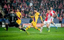 Lionel Messi misses an open goal against Slavia Prague in a rare occurence