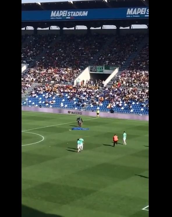 WATCH : Man Lands On The Pitch In A Parachute During Inter Milan’s Encounter in Serie A