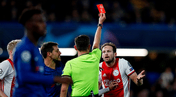 Ajax down to 9 men after Referee sends off both Daley Blind and Joel Veltman in the space of seconds vs Chelsea