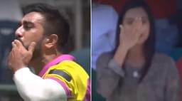 WATCH: Tabraiz Shamsi blows flying kiss to wife as part of wicket-taking celebration; she responds