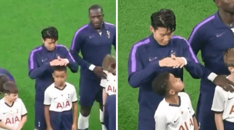 Son Heung-Min covers Mascot’s head from the rain in a sweet gesture