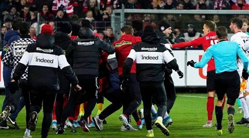 Eintracht Frankfurt captain David Abraham attacks Freiburg manager with WWE-style clothesline