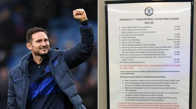 Chelsea's fine list under Frank Lampard shows disciplinary measures taken by him