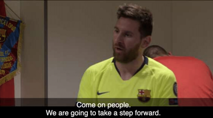 Watch Lionel Messi make inspiring speech to Barcelona teammates before 4-0 loss to Liverpool