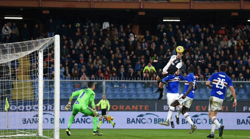 Cristiano Ronaldo puts Juventus in the lead with a devastating leaping header vs Sampdoria
