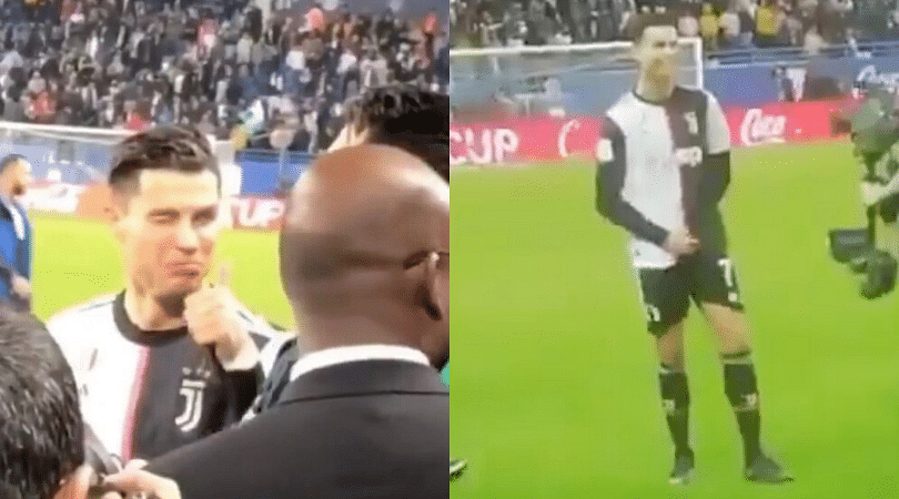 Cristiano Ronaldo reacts obscenely to Lionel Messi chants