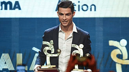 Cristiano Ronaldo waited until his win was announced before entering Serie A awards ceremony