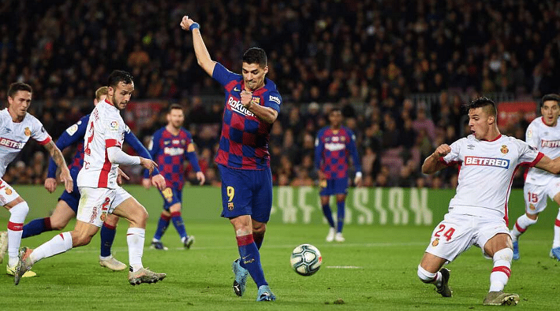 Luis Suarez scores a stunning back heel goal for Barcelona vs Mallorca