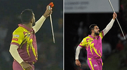 Tabraiz Shamsi celebration Watch South African Leg Spinner performs magic trick after taking a wicket