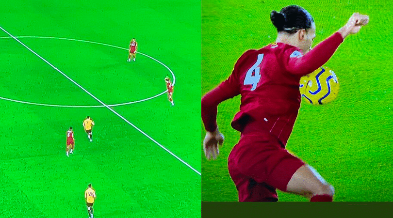 Virgil Van Dijk handled the ball in the build up to Sadio Mane’s goal during Liverpool vs Wolves
