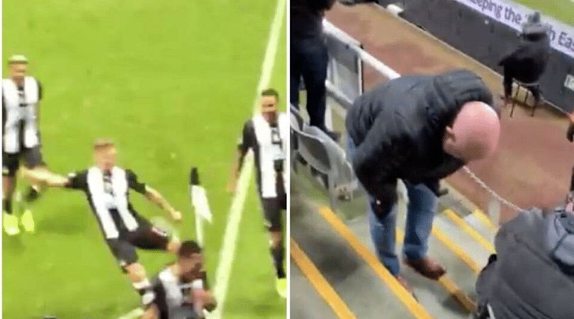 Newcastle Winger Matt Ritchie kicked corner flag into a fans crotch while celebrating winner vs Chelsea