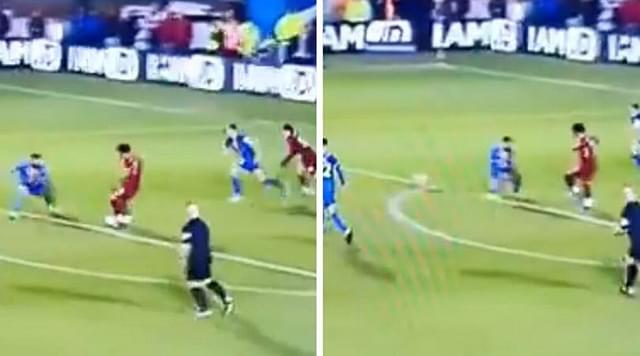 Mohamed Salah tried to pass ball to Joel Matip after replacing him against Shrewsbury