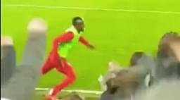 Sadio Mane celebrates more than Curtis Jones after latter scores against Everton