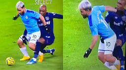 Angelo Ogbonna grabbed Sergio Aguero under the belt and managed to avoid a penalty