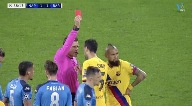 Arturo Vidal Red Card: Barcelona superstar to miss return leg for picking two yellow cards in one incident