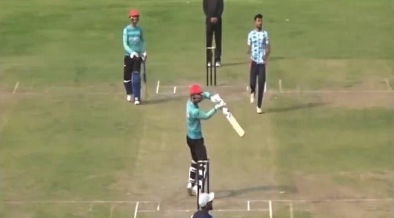 WATCH: Rashid Khan nails helicopter shot; hits the ball fiercely on the off-side