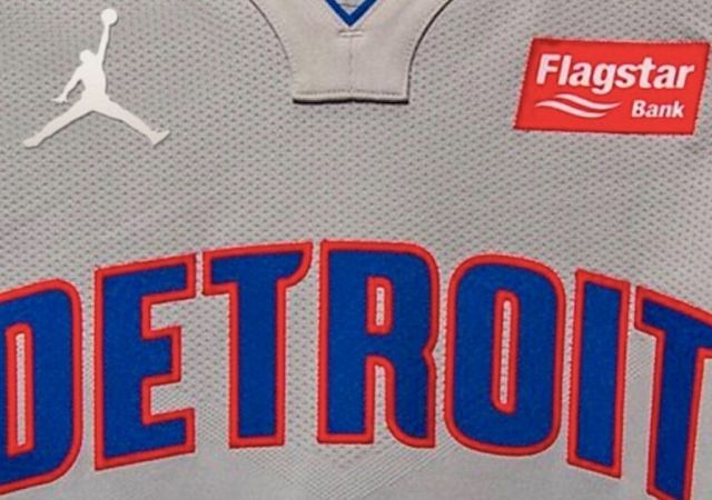 Michael Jordan logo on Pistons Jersey