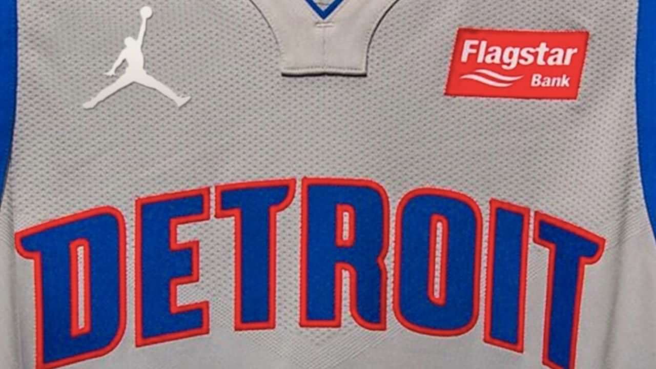 Michael Jordan logo on Pistons Jersey NBA Legend's 'Jumpman' logo to