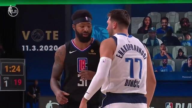 Marcus Morris slaps Luka Doncic on the head