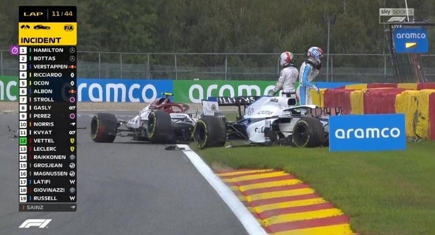 George Russell-Antonio Giovinazzi Crash: Watch two F1 drivers crashing and leaving massive debris on track