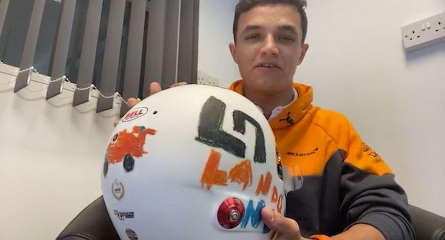 Lando Norris Helmet: McLaren star displays helmut designed by 6-year-old Eva Muttram