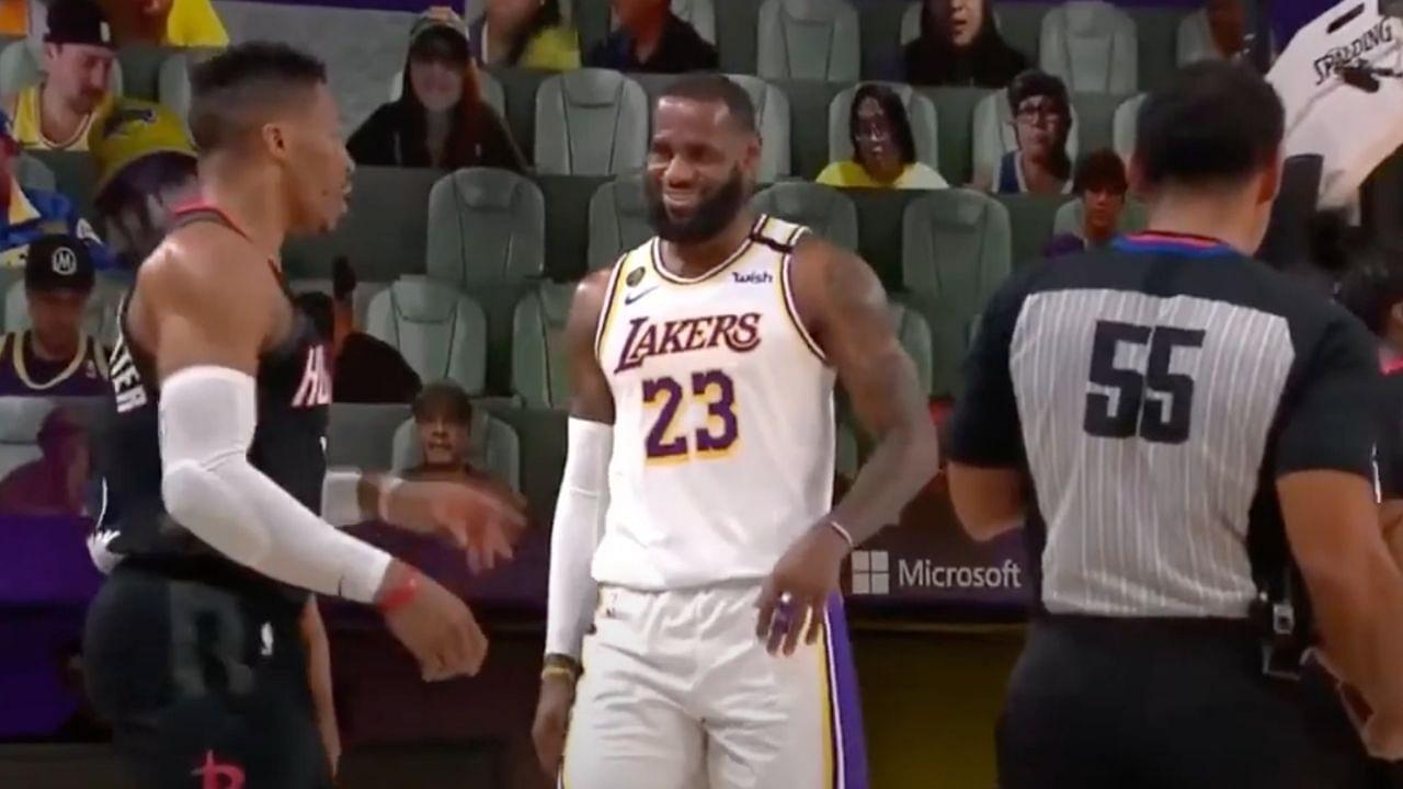 LeBron James laughs in Russell Westbrook's face