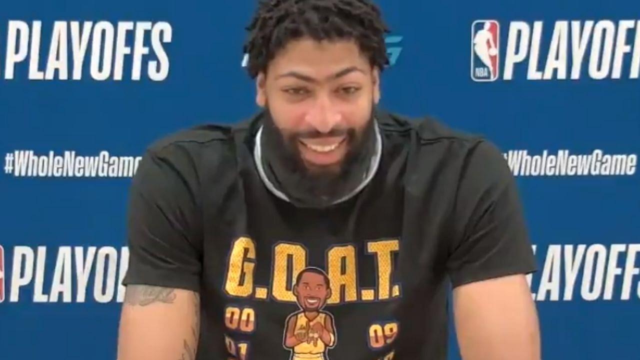 "All I heard was roof roof" Anthony Davis jokes after a reporters' dog barks during the conference