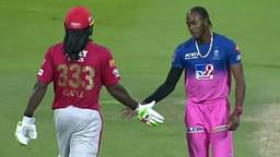 Chris Gayle angry: Watch KXIP batsman loses his cool after missing century; shakes hand with Jofra Archer later